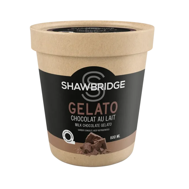 Gelato maison au chocolat au lait préparée par Shawbridge dans les Laurentides