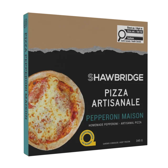 Une pizza pepperoni maison artisanale préparée par Shawbridge dans les Laurentides vendue en épicerie