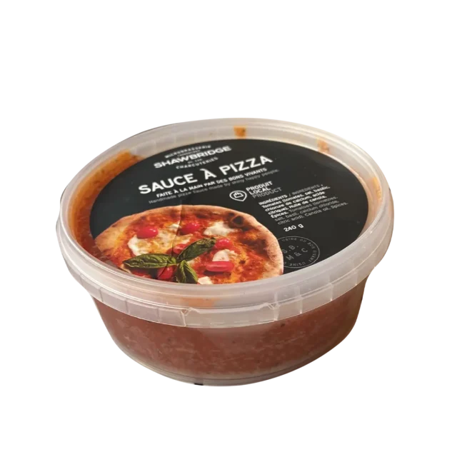 Une sauce à pizza préparée par Shawbridge dans les Laurentides vendue en épicerie