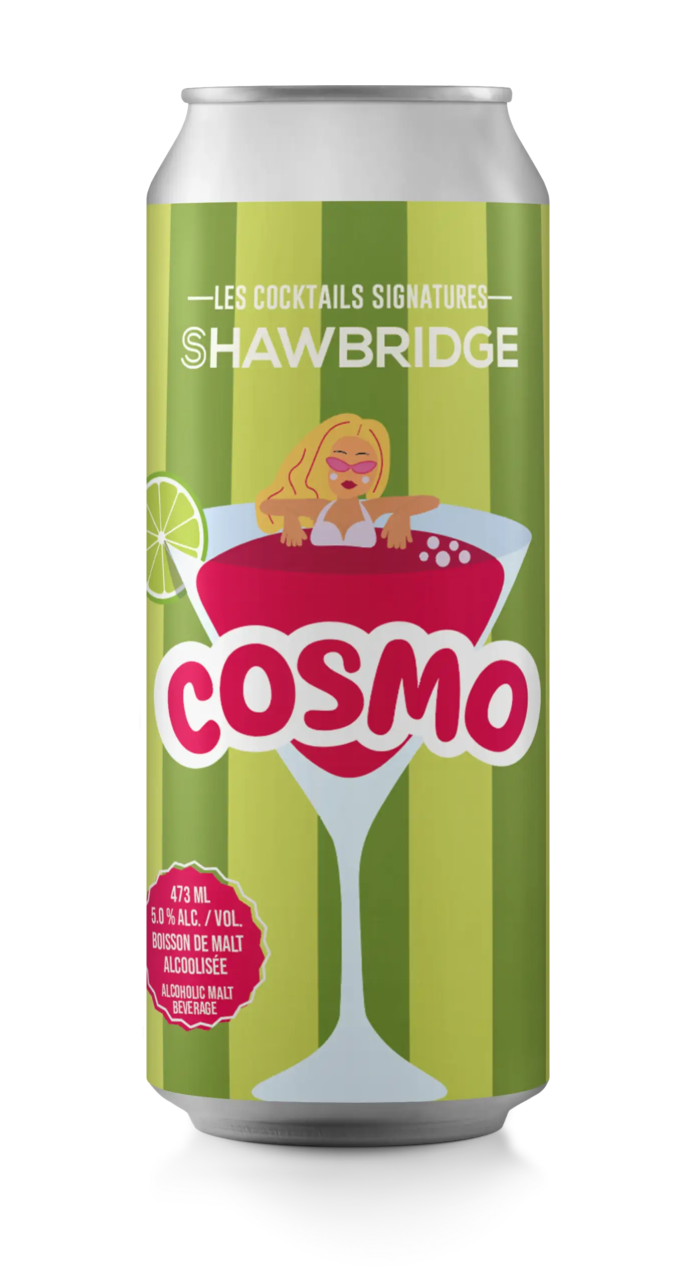 Prêt-à-boire alcoolisé cosmo brassée à Prévost dans les Laurentides par brasserie Shawbridge