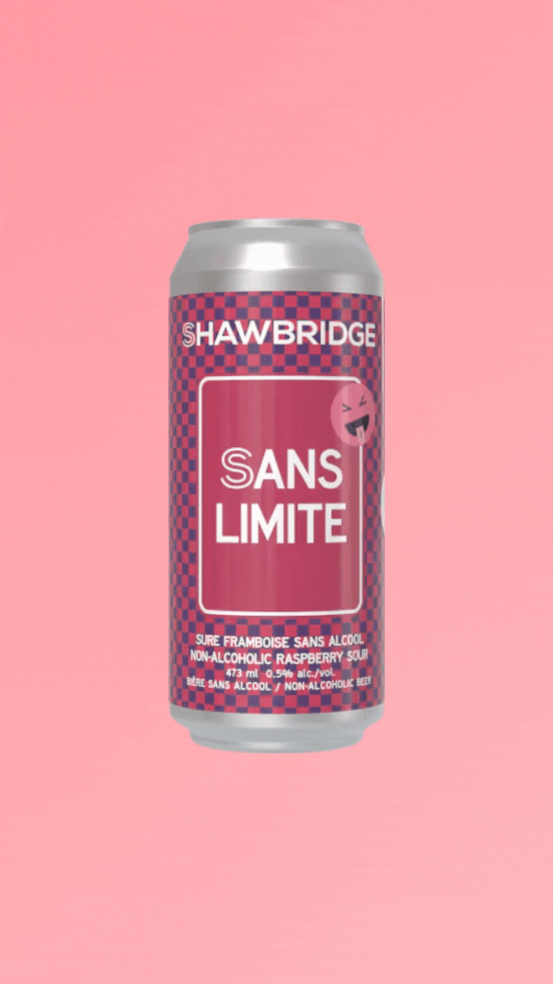 La Sans Limite Sour à la framboise, la gamme de bière sans alcool de shawbridge.