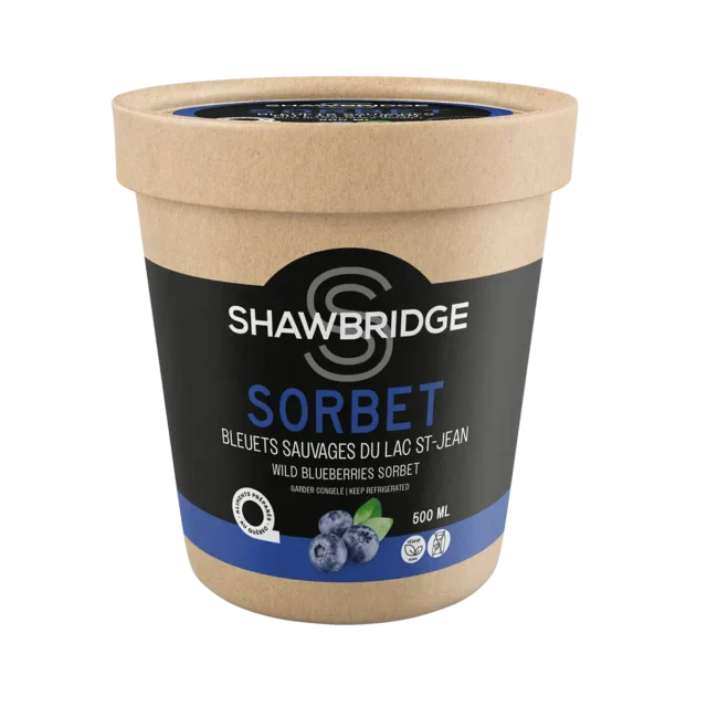 Sorbet vegan maison aux bleuets du lac Saint-Jean préparé par Shawbridge dans les Laurentides